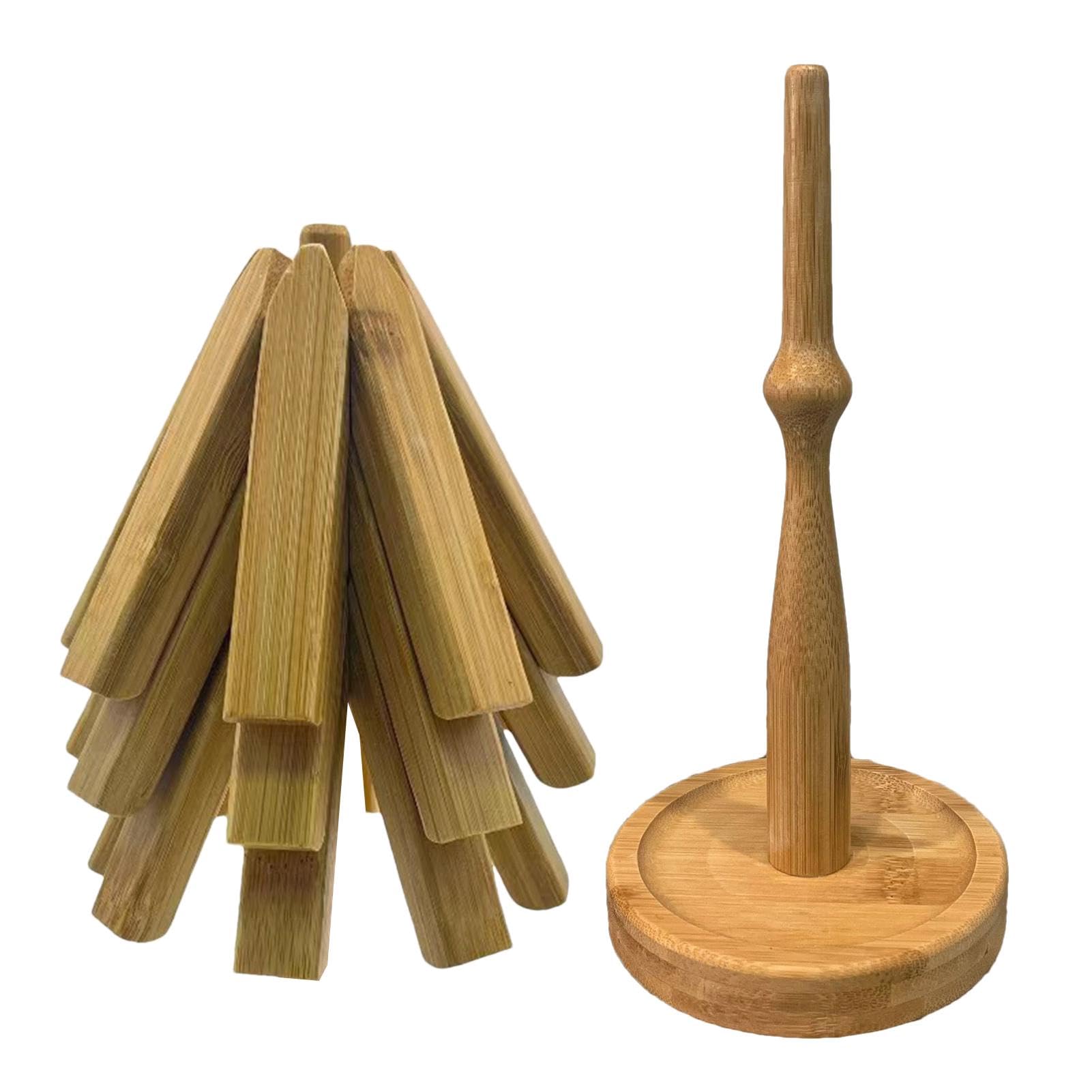 Dessous de plat en bois pour plats chauds, dessous de plat en bois – Dessous de plat multifonction pliable en bois résistant à la chaleur | Pousque-plaques pliables avec support pour comptoirs de cuisine