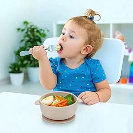PandaEar 3 Pack Baby Bowls with Suction| Stay Put Silicone Food Bowl for Babies Kids Toddlers Infants| Food Grade Soft Safe BPA-Free Silicone (Brown Grey Tan)