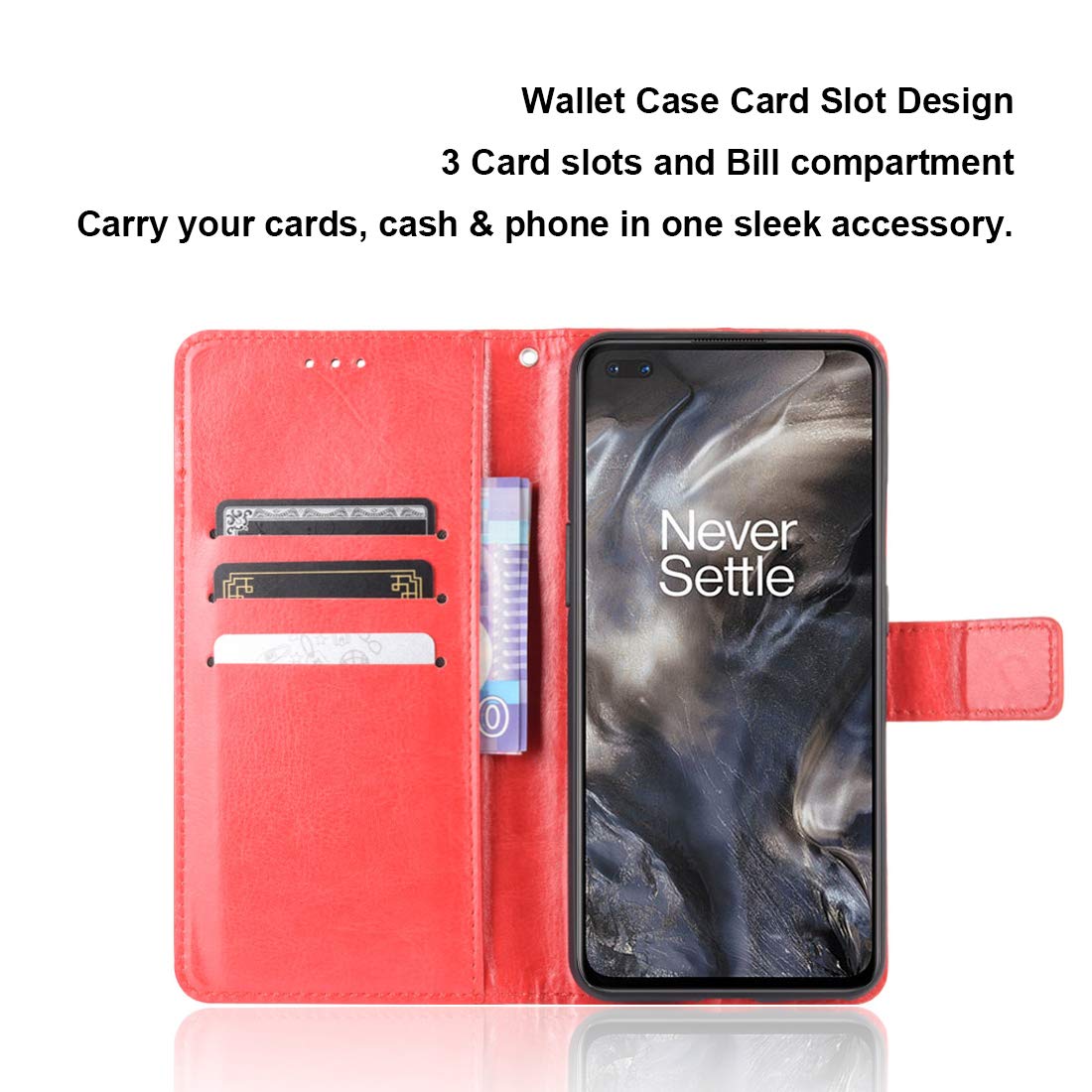 xinyunew Cover per OnePlus Nord 2T, Custodia in Pelle, Antiurto Cover a Libro Magnetica Portafoglio Folio PU Pelle Flip Protettiva Caso con Wallet Case Cover,Rosa