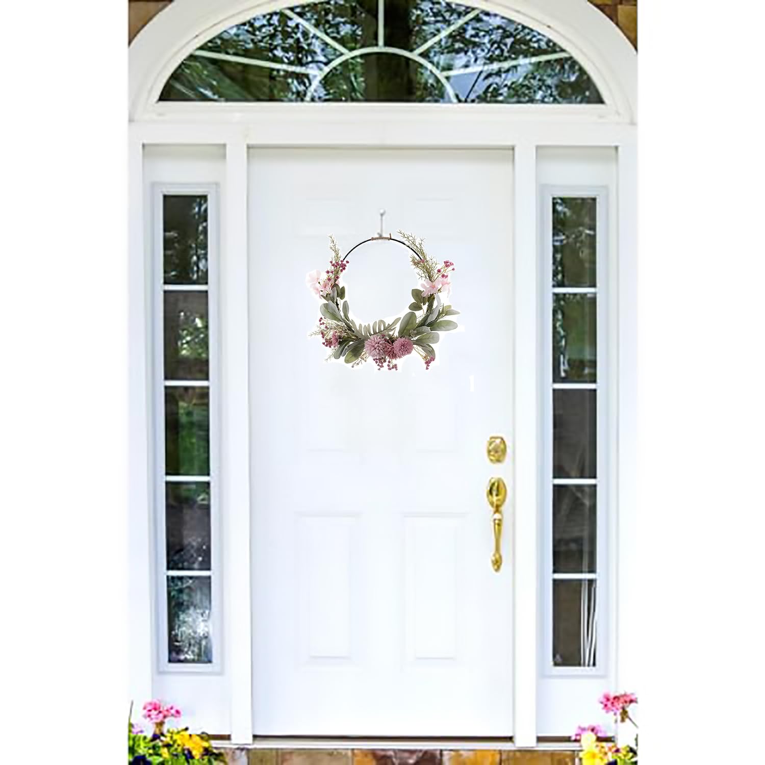 Guirlande de couronne de fleurs artificielles naturelles, porte d