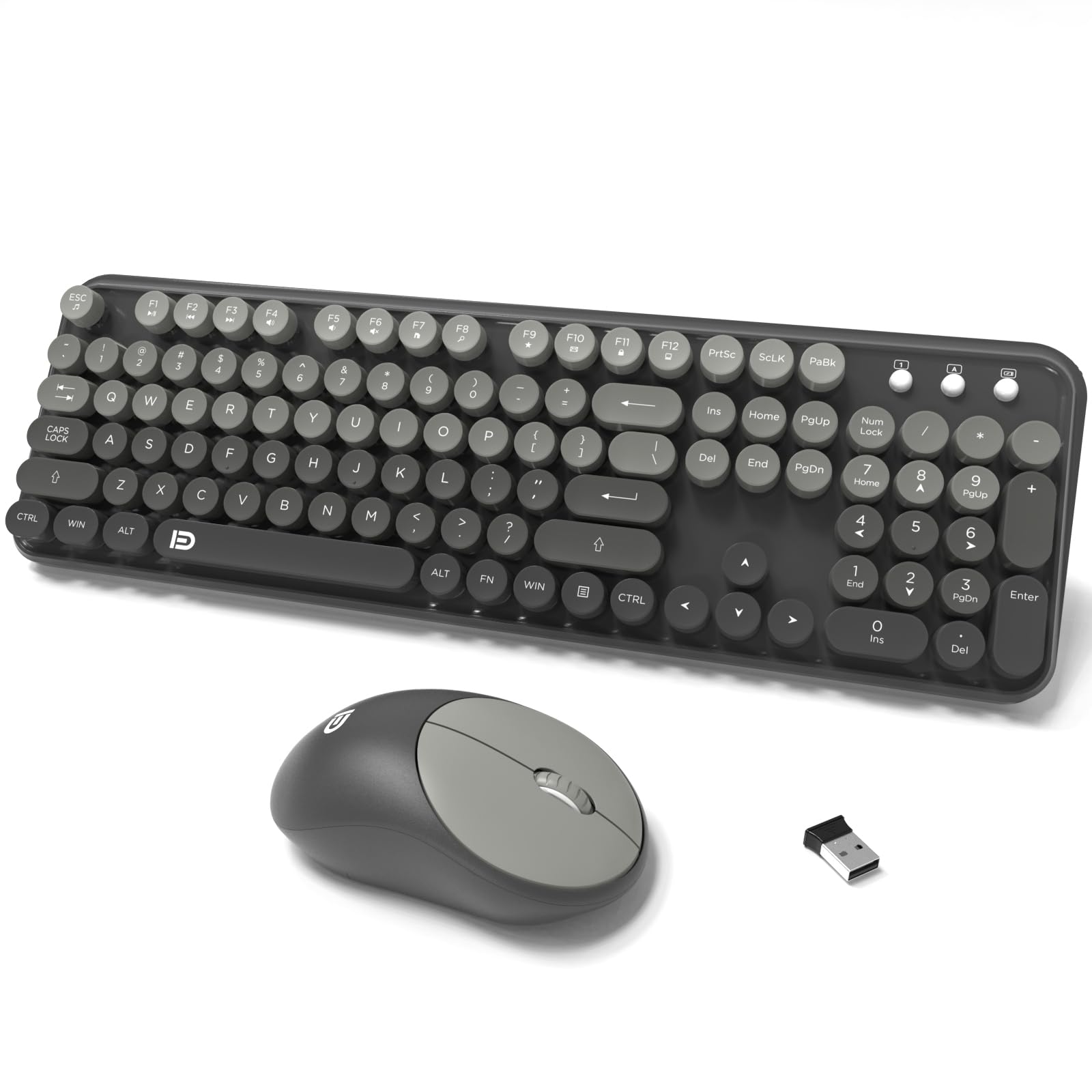 Photo 1 of ***MISSING PARTS***
Wireless Keyboard and Mouse Combo, 104 Round Keys Cute Colorful Cordless Keyboard and Mouse with Retro Typewriter Multicolor