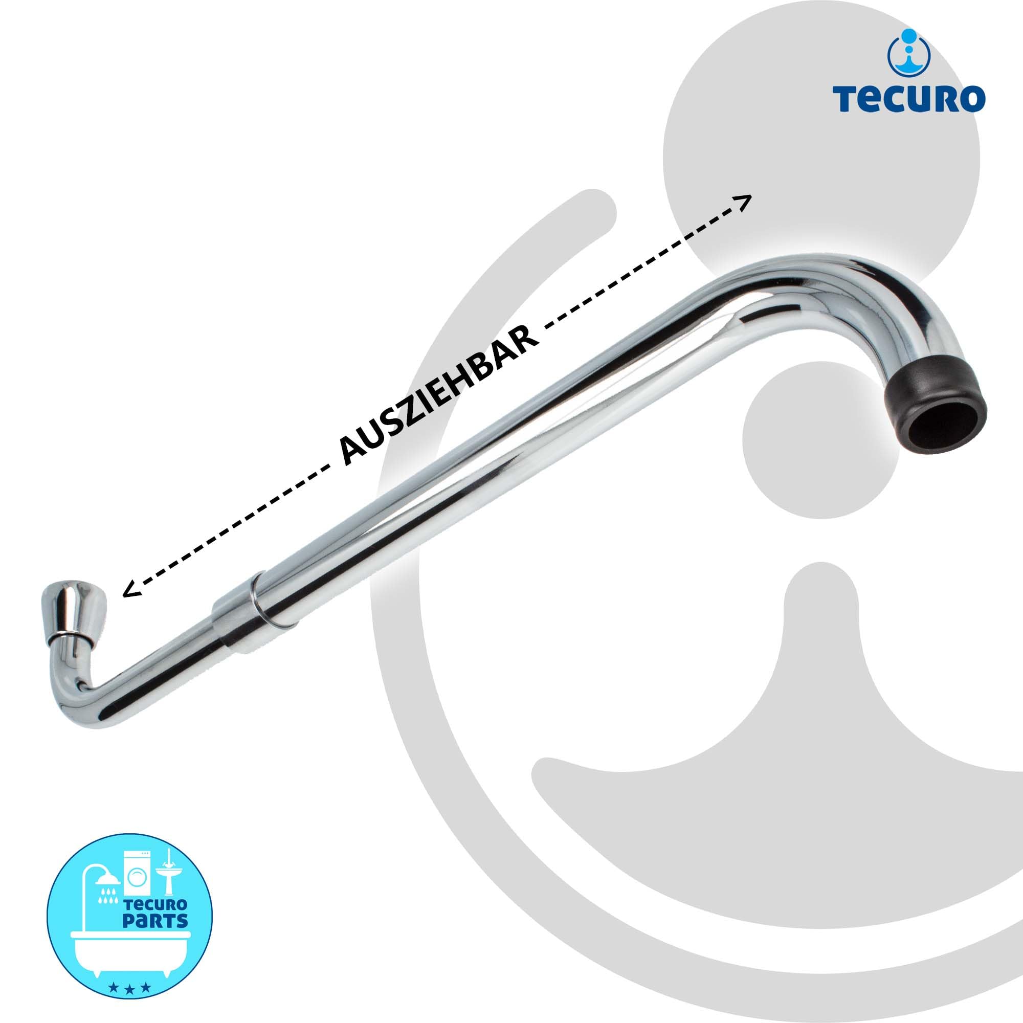 tecuro S-Auslauf für Wand-Armaturen 3/4 Zoll flachdichtend, ausziehbar 200-300 mm, Messing verchromt