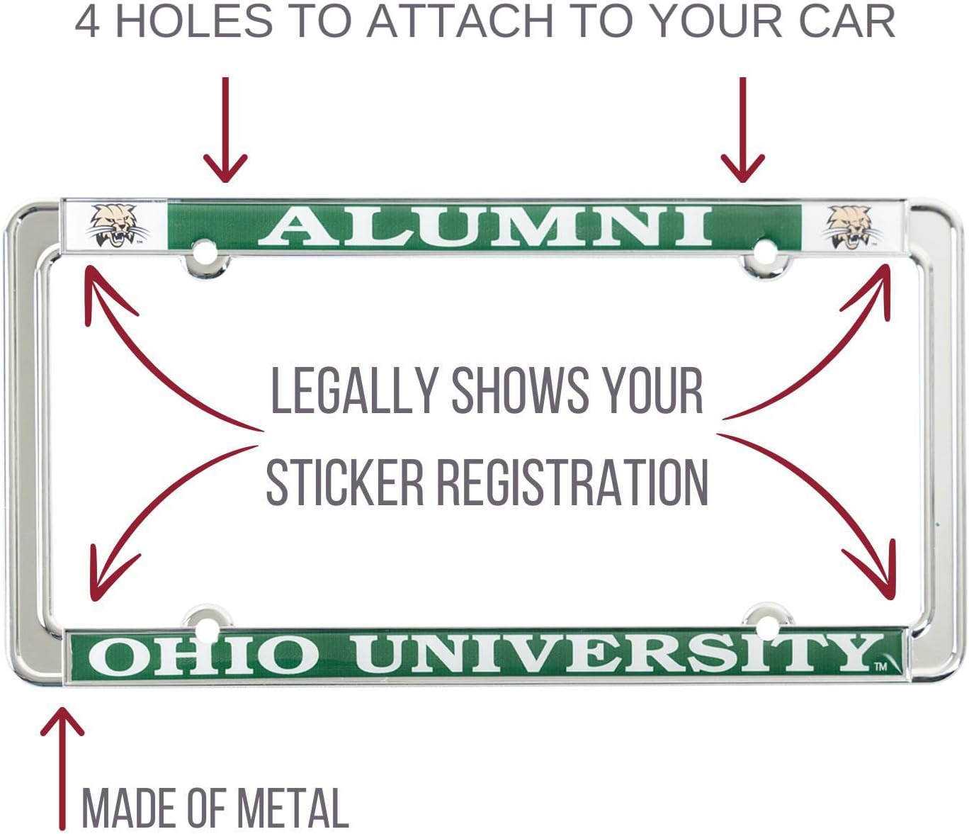 Ohio University Alumni License Plate Frame - Ohio Bobcats Car Truck Accessory - Image 3