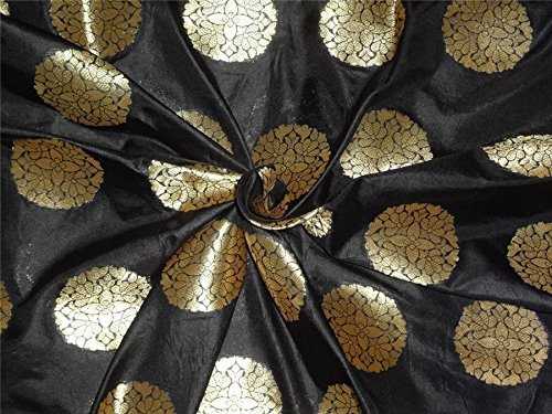 Tissu en soie brocart noir or pour confectionner votre robe de soirée
