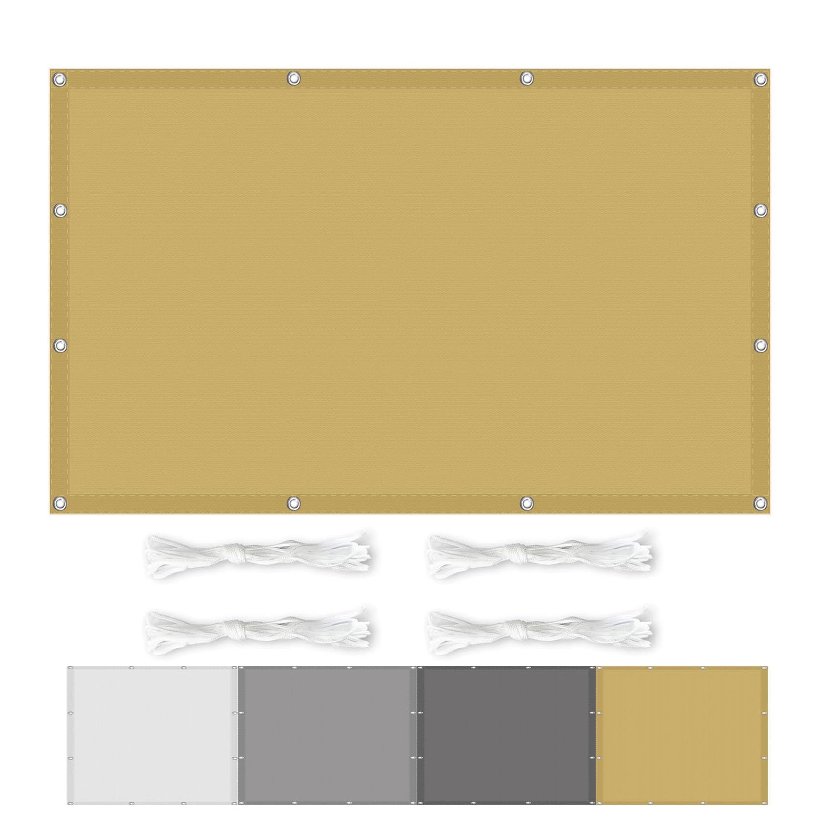 Voile d'ombrage pare-soleil extérieur étanche jaune sable avec corde de fixation pour balcon