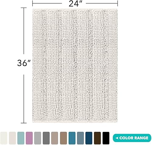 Miniatura 2 de Turquoize Tapetes de baño de felpilla, lanudos, antideslizantes, extrasuave y absorbente, 24 x 36 pulgadas, color marfil