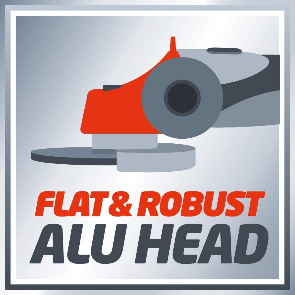 Einhell Amoladora angular - TC-AG 125 Kit. 850W, velocidad 12.000 1 / min, ø de disco de 125 mm, protector de disco, bloqueo del eje, cabezal de transmisión plano de aluminio
