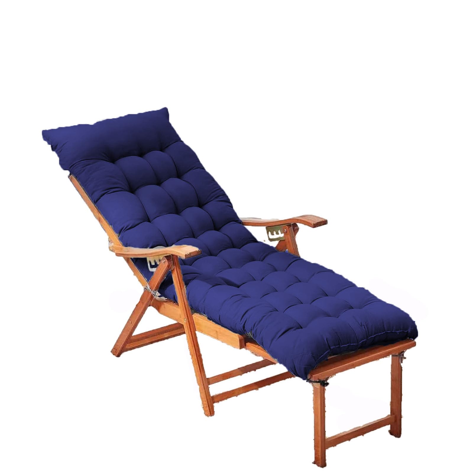KYMMPL Soft Sun Lounger Cushions Pad with Straps Anti-Slip Sunbed Cushion for Indoor Outdoor Lounge Chair Cushions for Outside Swing Rocking Chair (Navy Blue,100 * 45)