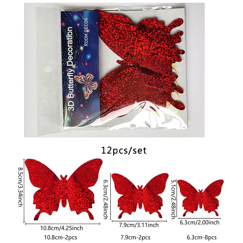 12 vinilos 3D mariposas adhesivas decorativas miniatura 2