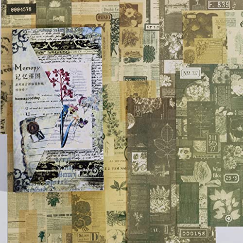 コラージュ素材 60枚 コラージュペーパー 紙素材 レトロ 古風 クラシック 懐古 デザインペーパー ヴィンテージ 手帳素材パック パラフィン紙 ジャンクジャーナル 古書 60枚セット