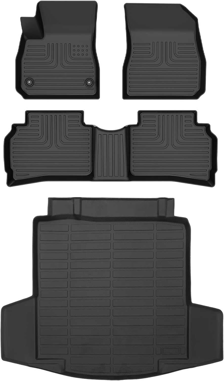 HAFIDI® Floor Mats & Cargo Liner Set Fit for 2016-2024 2025 Chevy Malibu All Weather Protection TPE Anti-Slip Automotive Full Set Floor Liners Custom Chevrolet Malibu Accessories - Black