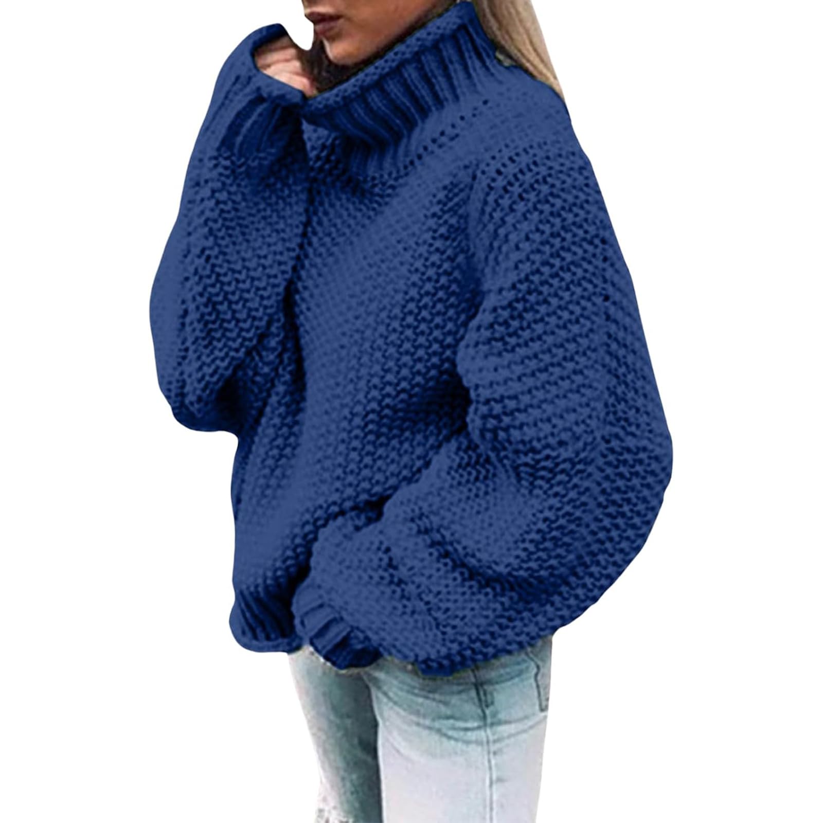 Chunky Knit Turtleneck Sweater for Women Oversized Cable Knit Long Sleeve Pullover Fall Winter Top