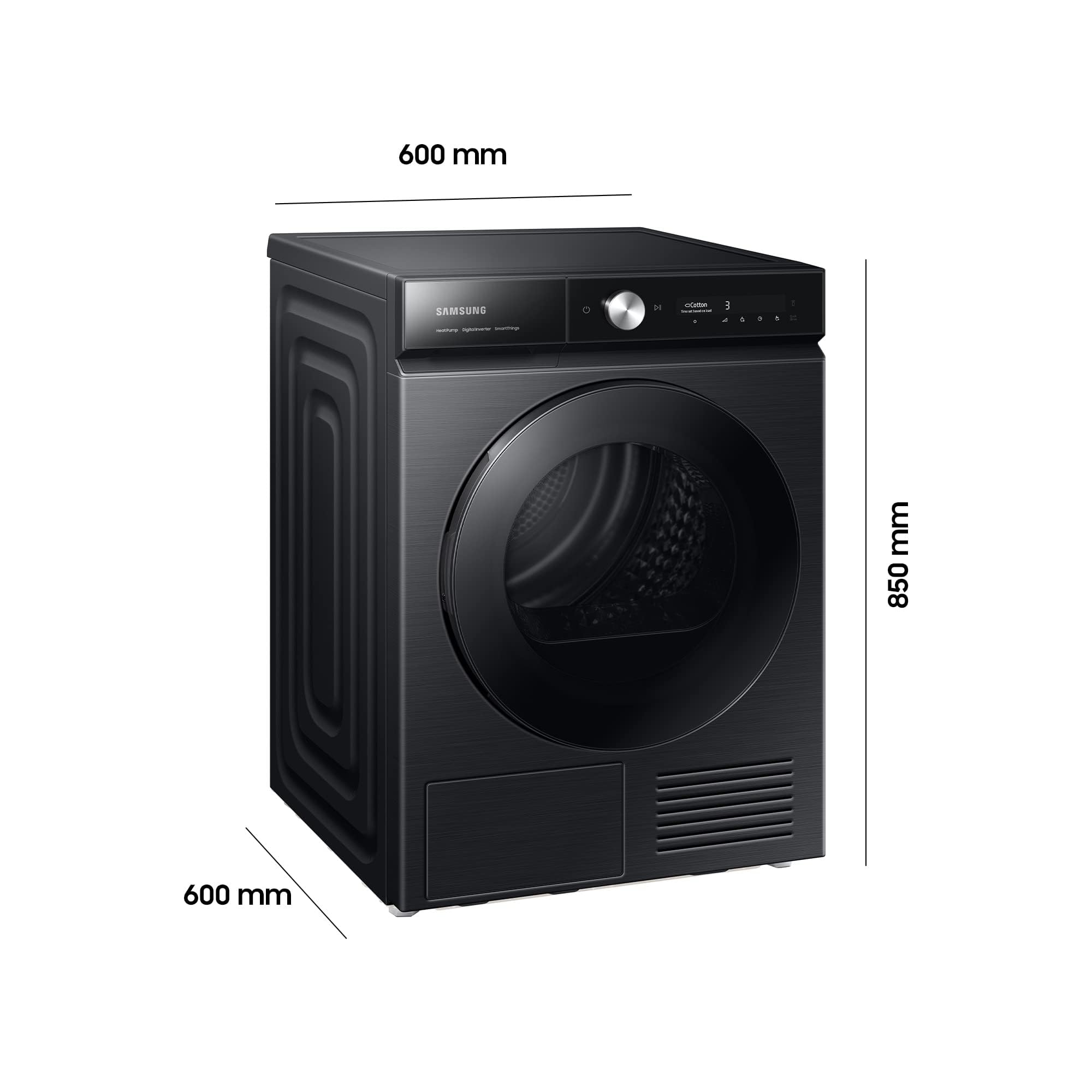 Samsung DV90BB9445GBS2 Bespoke Wärmepumpentrockner, 9 kg, AI Dry - intelligentes Automatikprogramm, QuickDrive, AI Control, Super Speed und Super Leise, Schwarz