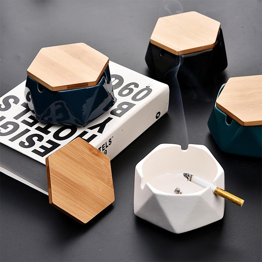 GVILTY Moderno Posacenere Di Sigaretta In Ceramica In Ceramica Con Coperchio, Posacenere Da Sigaretta Da Tavolo Per Interno Esterno E Decorativo Tavolo Da Tavolo Da Posacen blue