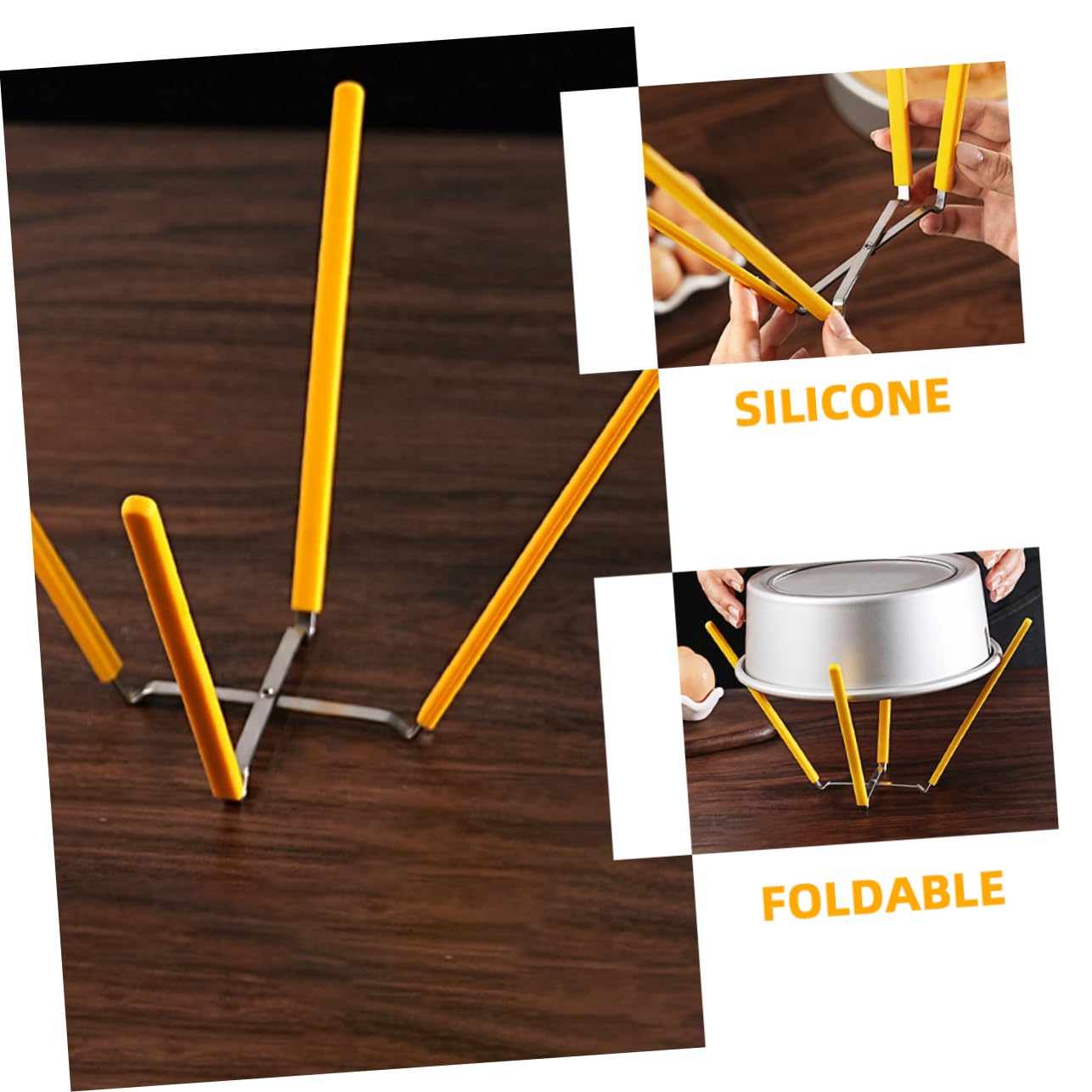 Alipis Rejilla para Enfriar Pasteles de Chifón de Acero Inoxidable y Silicona, Diseño Plegable de 4 Patas Antideslizante, Paquete de 2 Soportes para Hornear