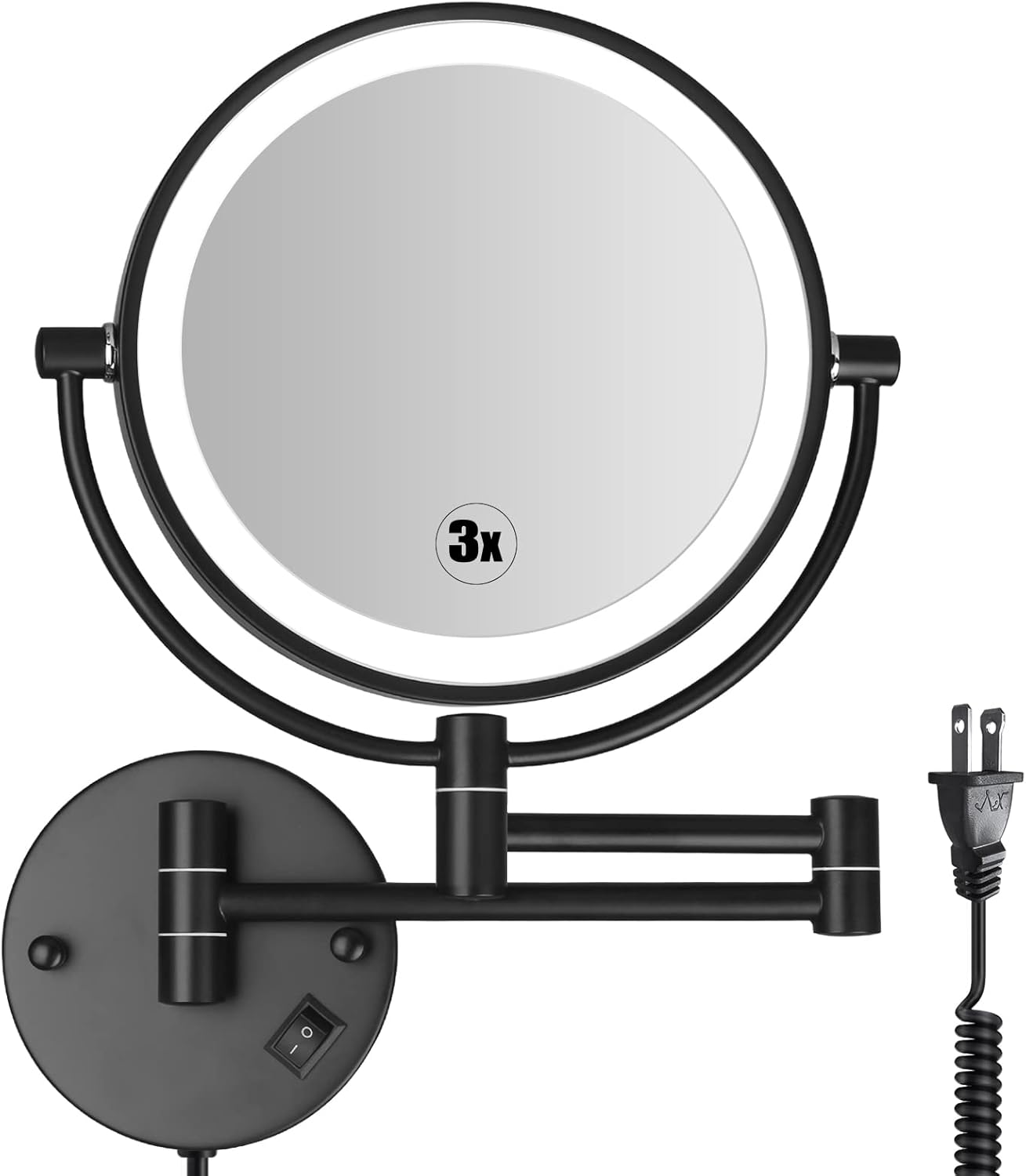 SanaWell 8 Inch LED Wall Mounted Makeup Mirror Double