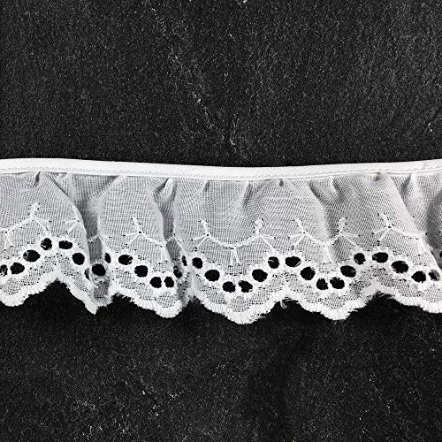 3-Yards 1-3/4\" Ruffled Eyelet Lace Trim, BADE-00053 (White)