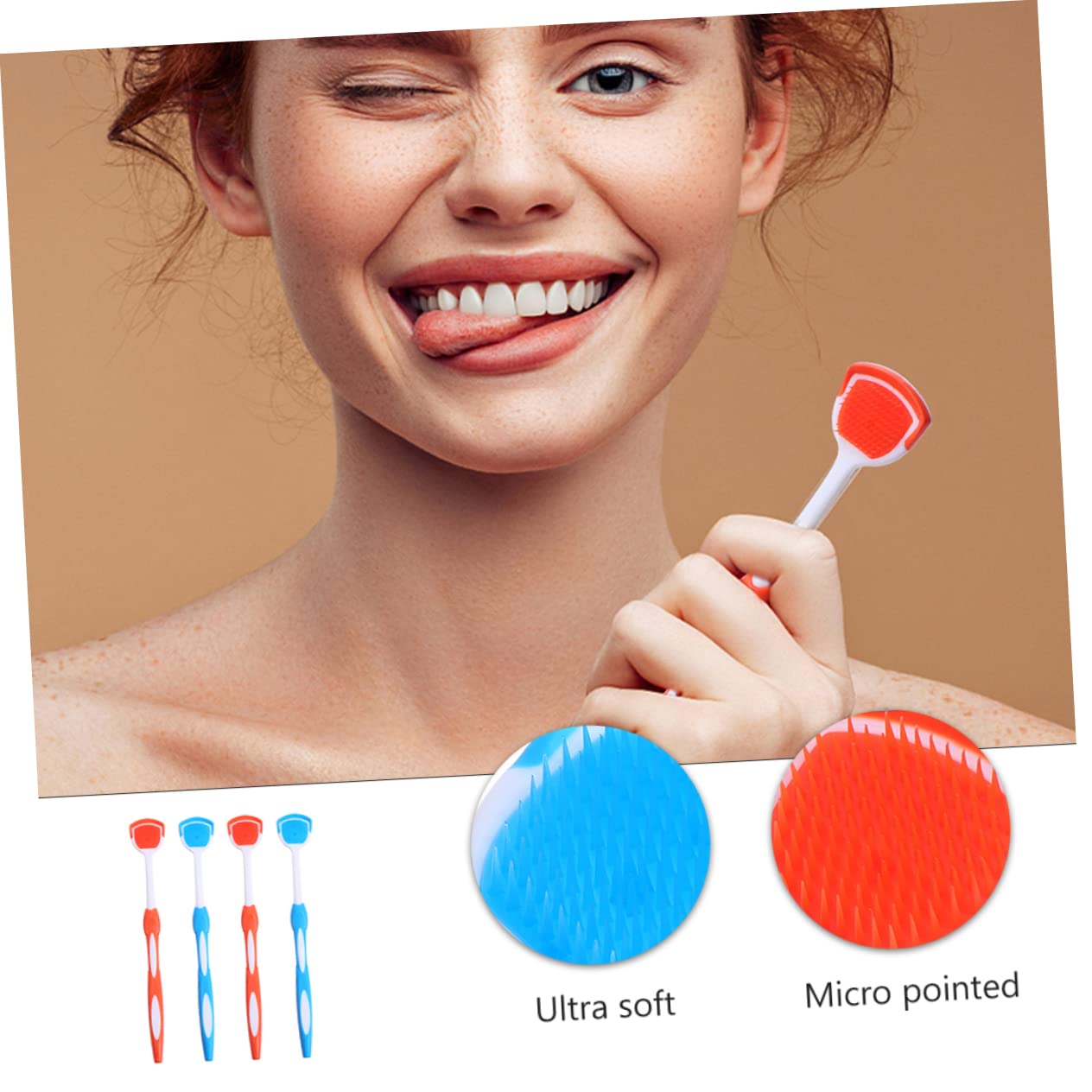 CALLARON 3 Set Spazzole Per Della Lingua Riutilizzabili Setole Micropuntiformi Per Orale Design Ergonomico Colori Blu Adulti 4 Pezzi * 3