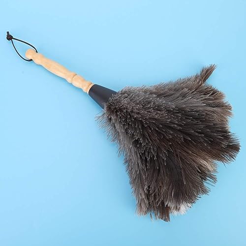 Miniatura 9 de Plumero avestruz, plumero de avestruz, atrae partículas de polvo, antiestático, reutilizable, mango de madera, herramienta de eliminación de polvo