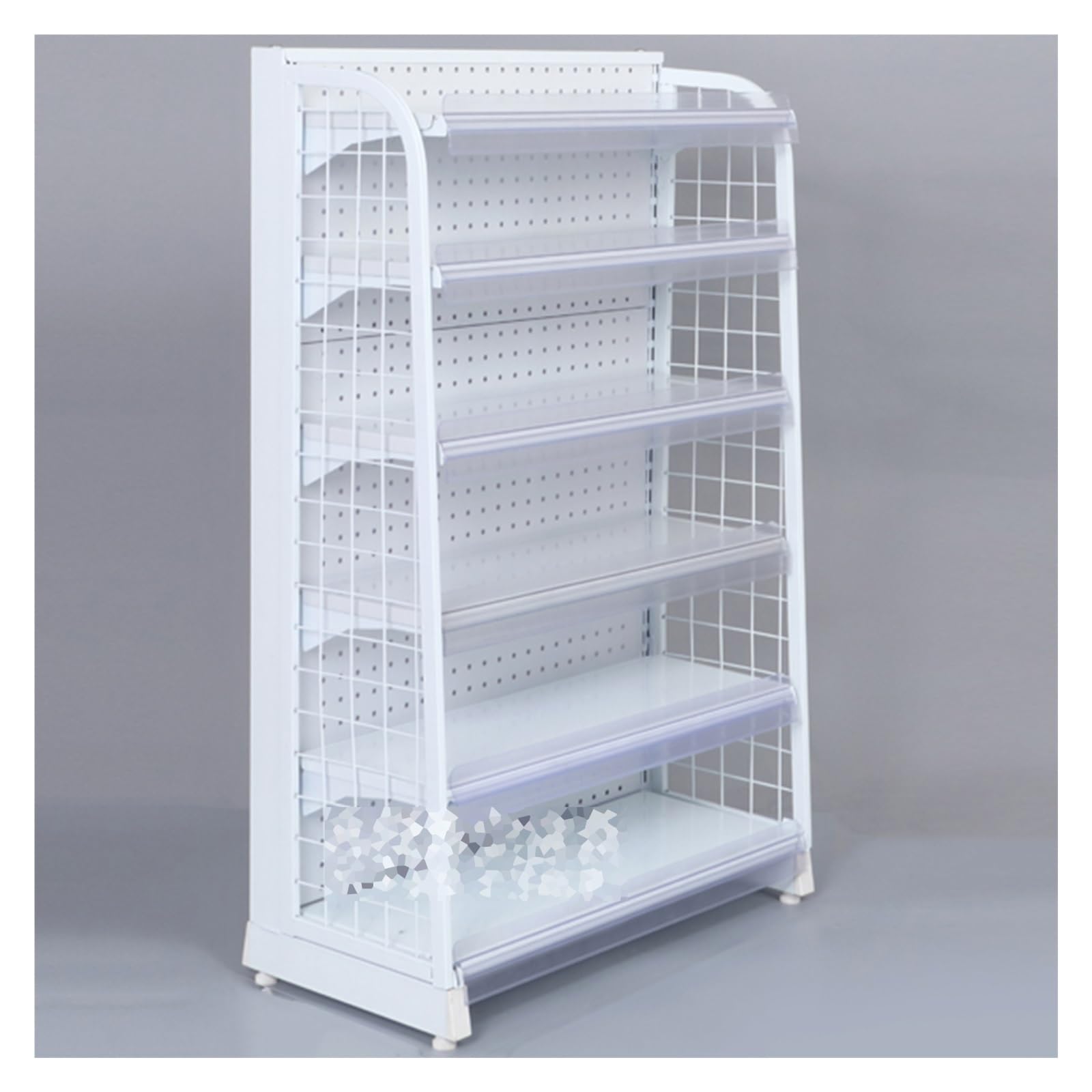 Scaffale regolabile in metallo a 6 ripiani ad alte prestazioni, per negozi, espositori, bianco robusto (80 x 30 x 130 cm)