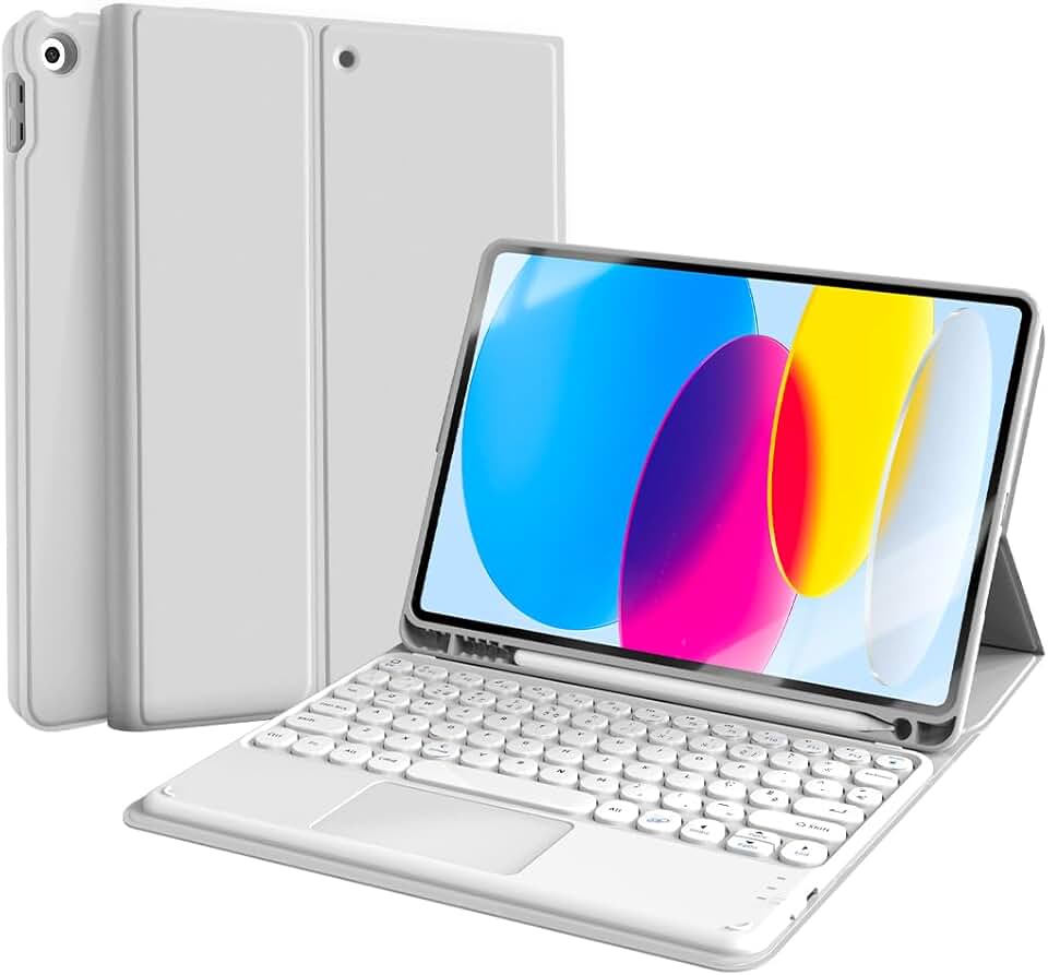 WB Capa com Teclado e trackpad para iPad 10ª e 11ª Geração 10.9" Polegadas com Auto Hibernação (Cinza)