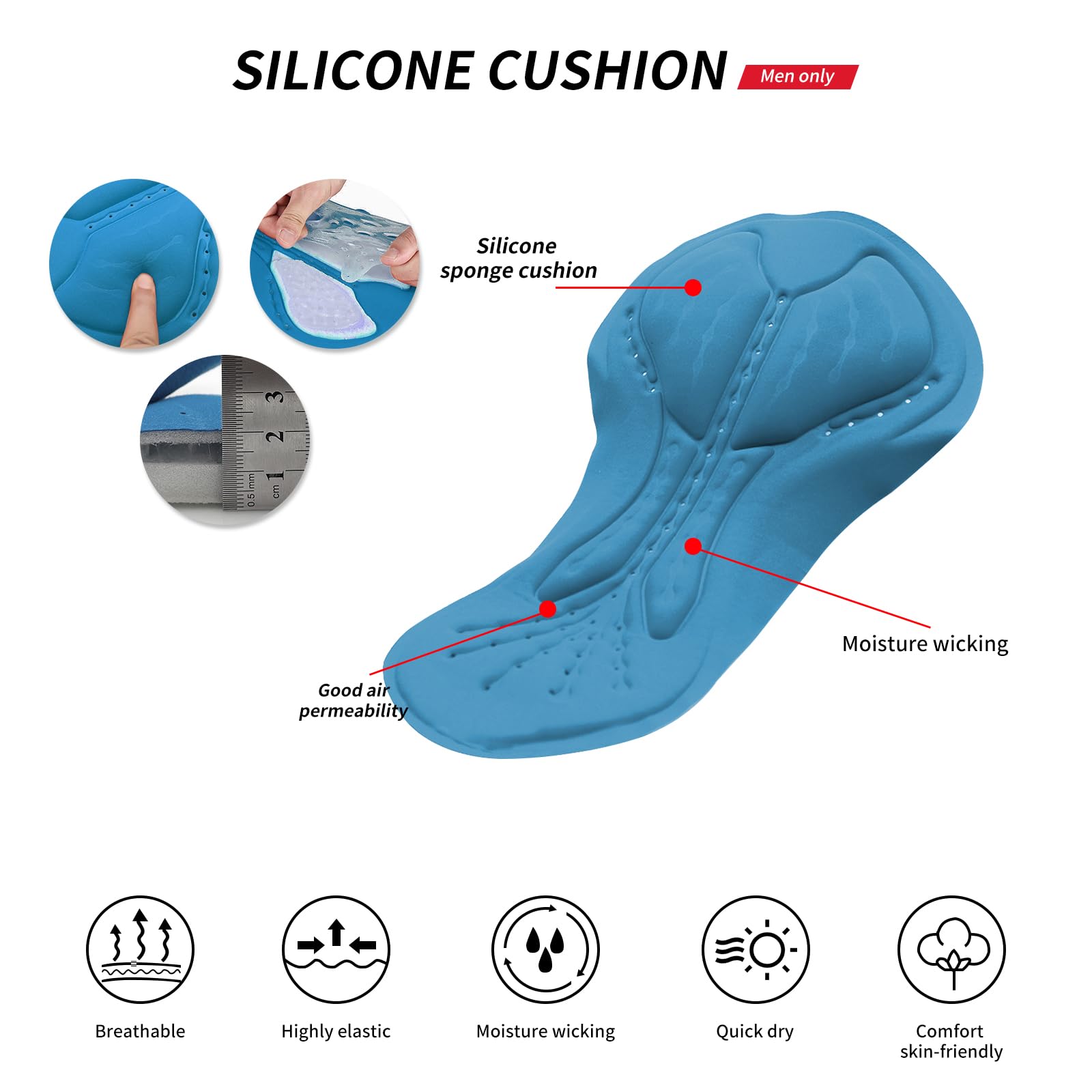 WOSAWE Hombres Ciclismo Spodnie Largos Oddychające Bicicleta Babero Spodnie Legginsy Con 3D Acolchado de Asiento