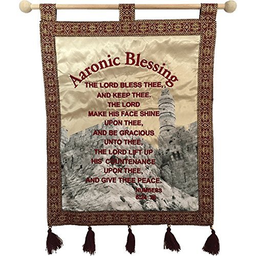 Nana gifts Aaronic Blessing Velvet Wall Hanging Banner, 14"x11" (Red)