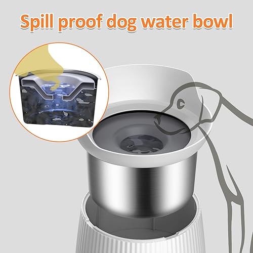 Miniatura 3 de Cuenco de agua para perros de 4.4 litros, 1.1 galones, sin derrames, de acero inoxidable, comedero de agua lento, dispensador de agua para perros