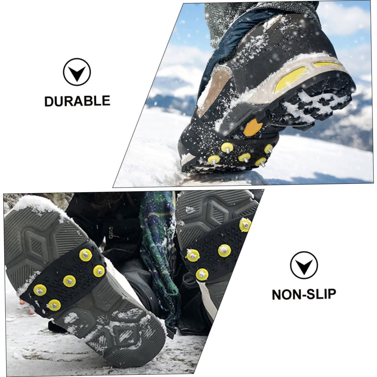 Ramponcini da Scarpa Pieghevoli Tpe Neri, 2 Paia per Scarpe e Stivali | Trazione Antiscivolo, Riducono Scivolate e Cadute, Facile da Allungare, per Campeggio e Jogging