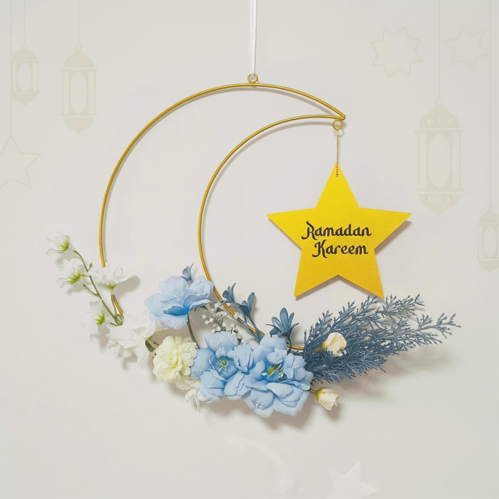 Couronne de l'Aïd Ramadan Mubarak artificielle pour intérieur et extérieur