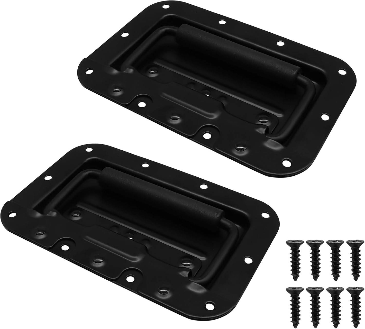 Bivethoi 2 Pack 6.34" Black Spring Loaded Handle, Heavy Duty Toolbox Handle Rubber Grip Surface Mounted, Recessed Pull Handle for Trunks Crates Storage Boxes