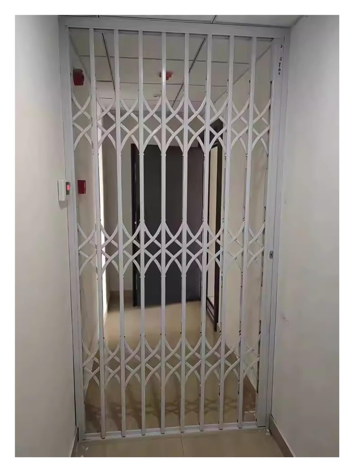 PEYNIR Rejas para Ventanas Exteriores Protectores de Puerta de Entrada para Perros/niños, con Cerradura Aluminio Puerta antirrobo Plegable y corrediza Valla de Seguridad(White,W120 x H180cm)
