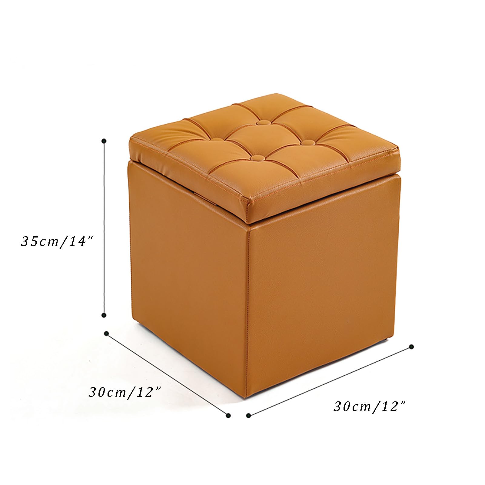 Pouf in ecopelle con contenitore, coperchio sollevabile, panca imbottita per scarpe, elegante sgabello poggiapiedi per soggiorno, camera da letto, ingresso