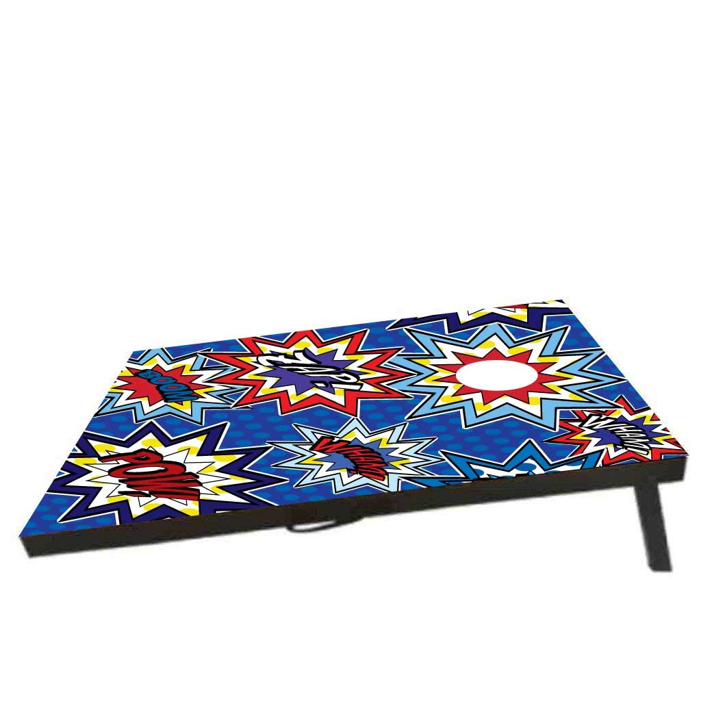 VictoryStore Cornhole Games: Super Hero Pow Bag Toss Game Super Hero Cornhole 8 Bags Included (Red, Blue, Yellow)