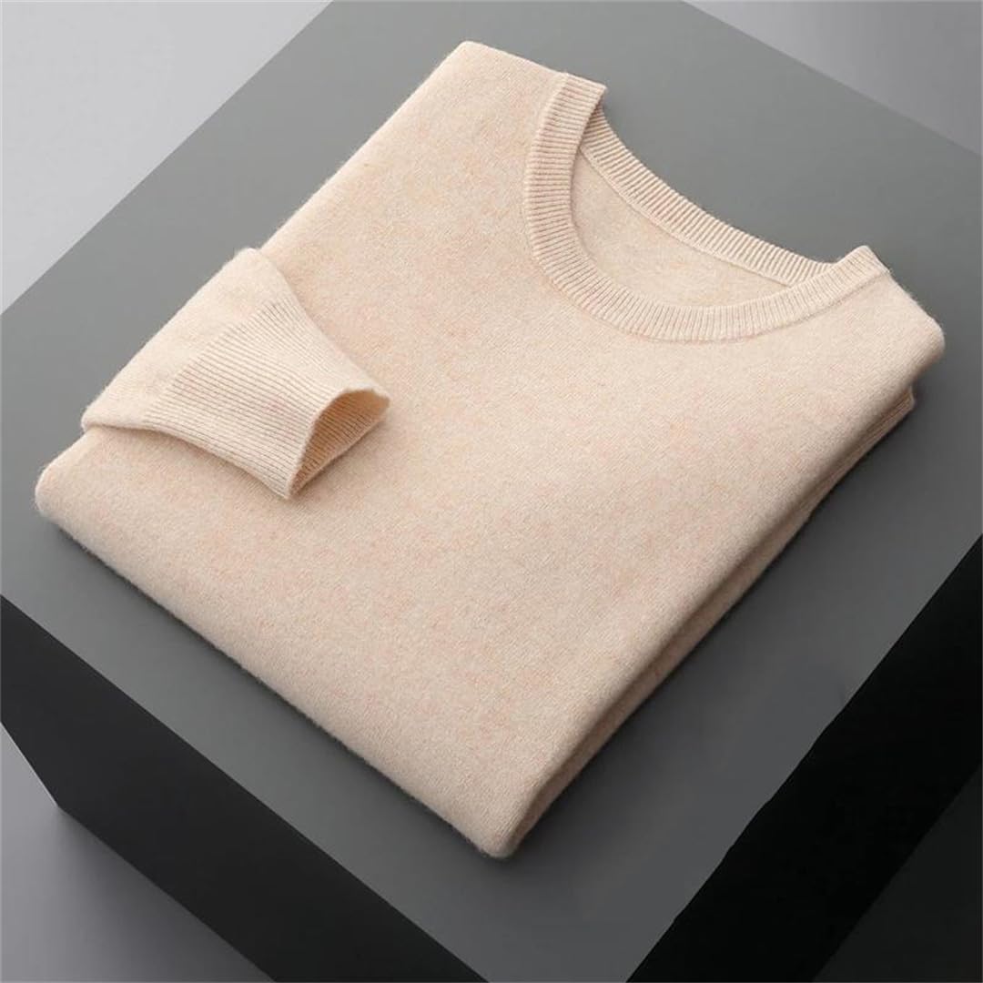 Suéter de punto versátil con cuello redondo para hombre, informal, liso, de manga larga, azul marino, XXL