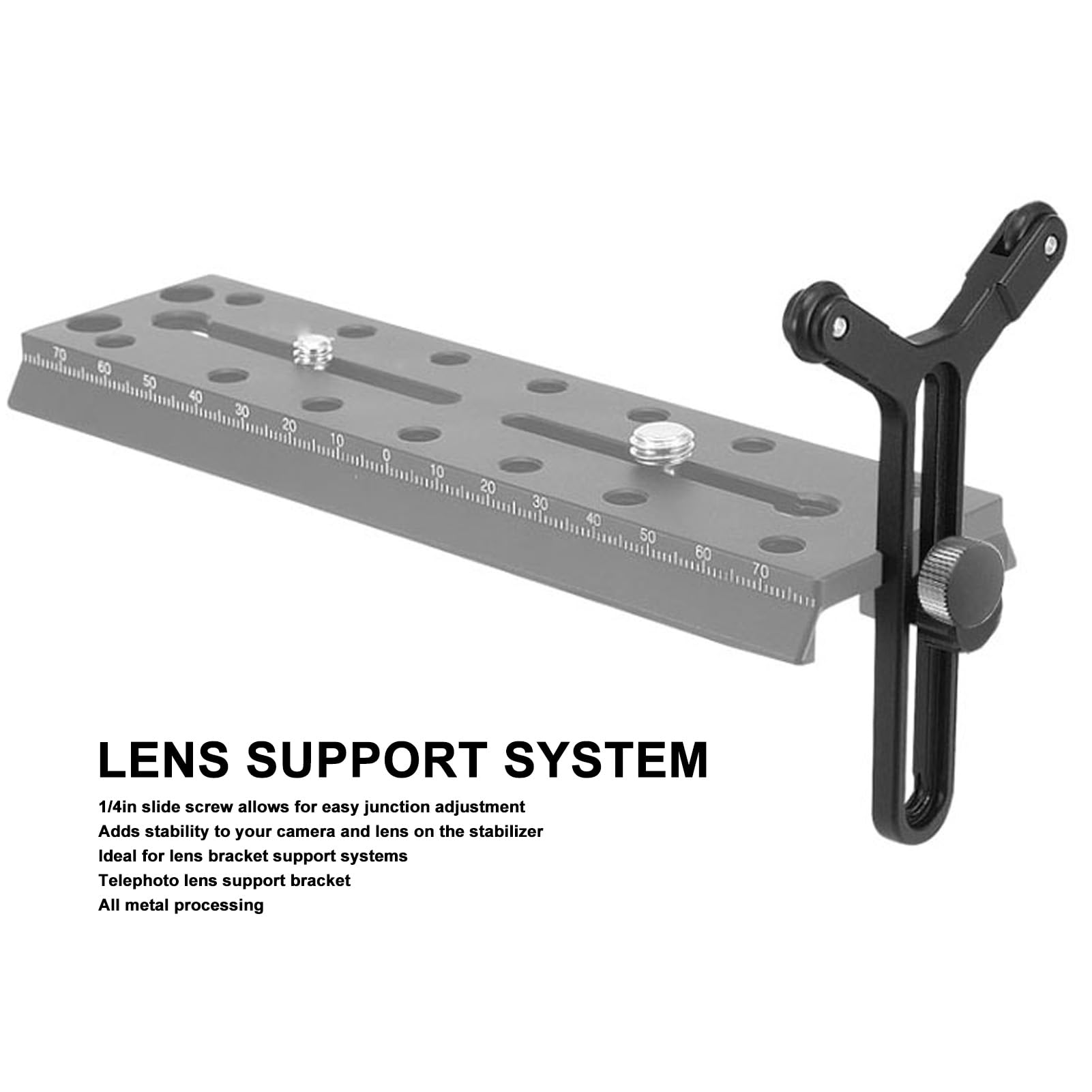 Double Wheels Lens Support Frame for S SC, Adjustable, Stable, 22 to 71.5mm Height, 5kg Load Weight,Y Bracket for Lens Bracket Support System