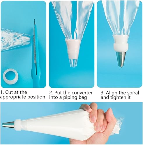 Miniatura 7 de GZMAISULEE Bolsas de pastelería desechables de 14 pulgadas, 100 bolsas de pastelería gruesas antiestallido con 6 lazos para bolsas de glaseado para