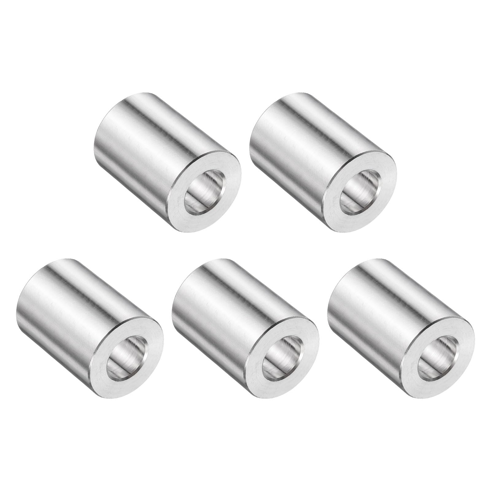 uxcell 5pcs Stainless Steel Spacer 1/2" Bore x 1" OD x 1-1/8" Length Screw Bushing Plain Finish Round Metal Spacer for M12 Screws Bolts and Rods