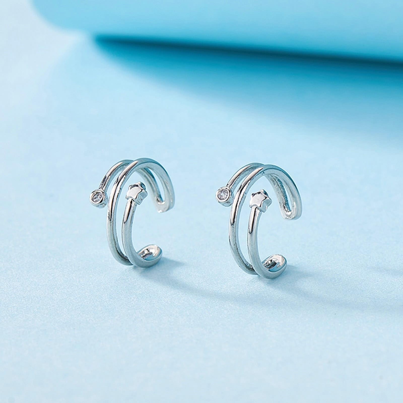 Pendientes vintage de oro blanco 750 de 18 quilates, pendientes de estrella de moissanita, pendientes de oro Au750 para mujer