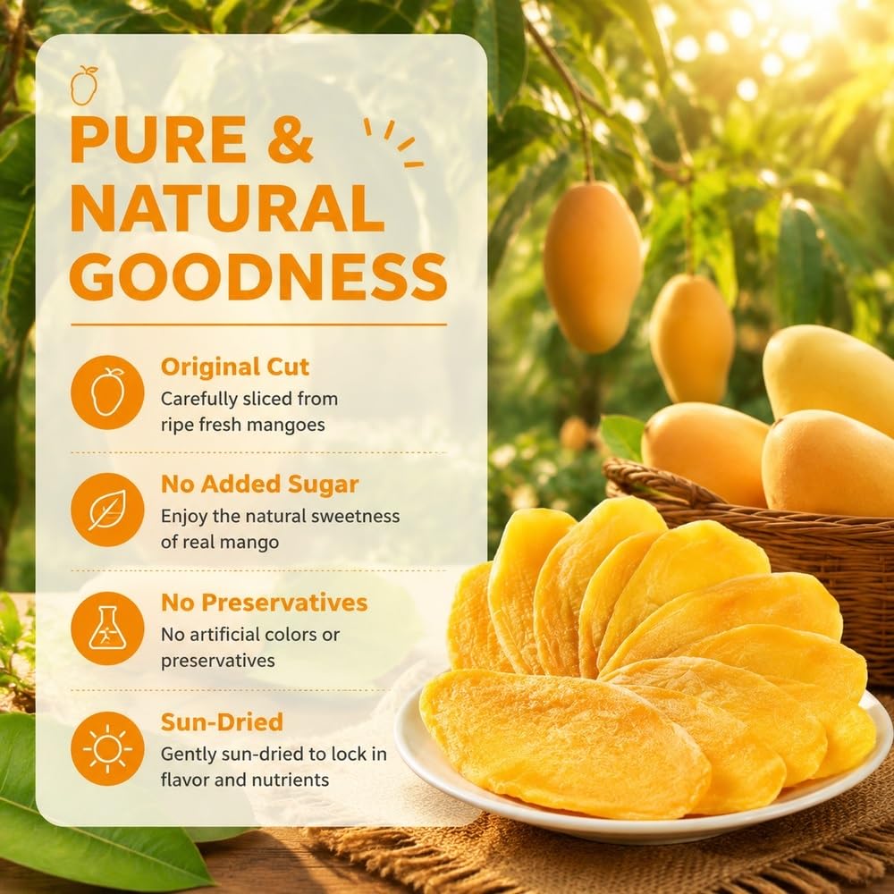 Rebanadas de mango seco cortado original 250 g × 2 bolsas