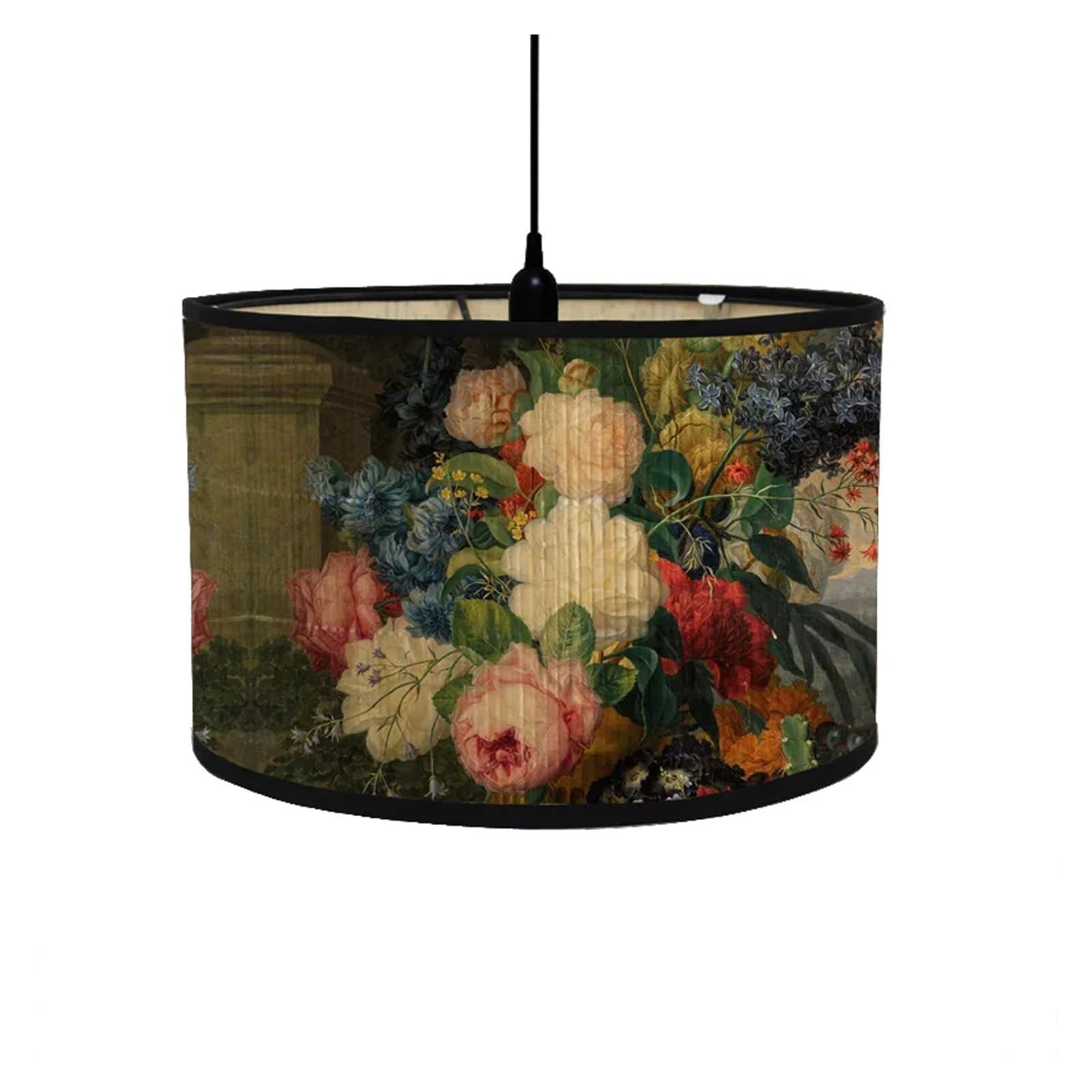 HKYBCF Lamp Shade Retro Floral Printed Lampshade for Pendant Lights Table Lamps for Bedroom(A-30x30x20cm)