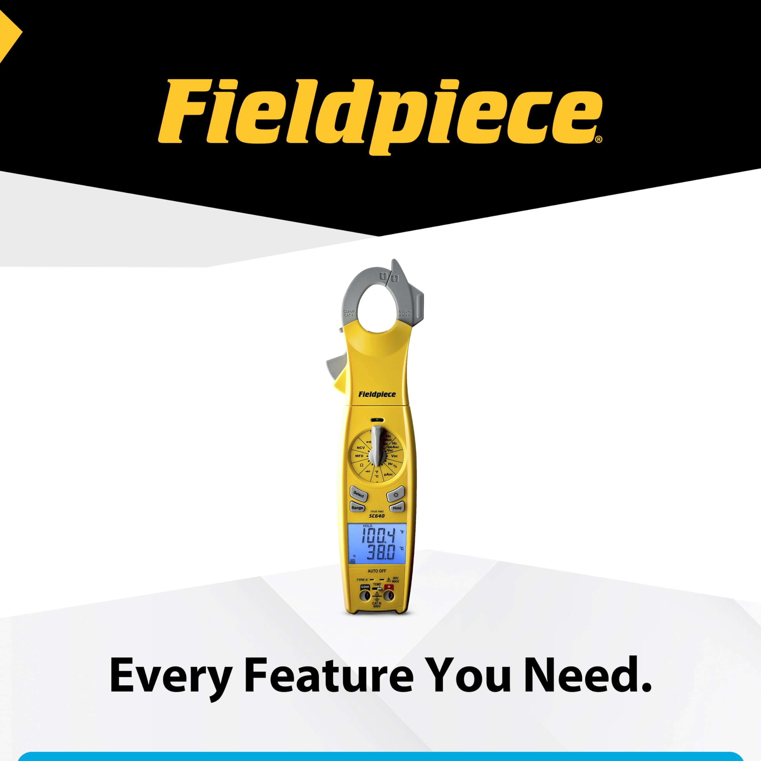 Fieldpiece - SC640 Swivel Clamp Meter with Dual Display, Inrush