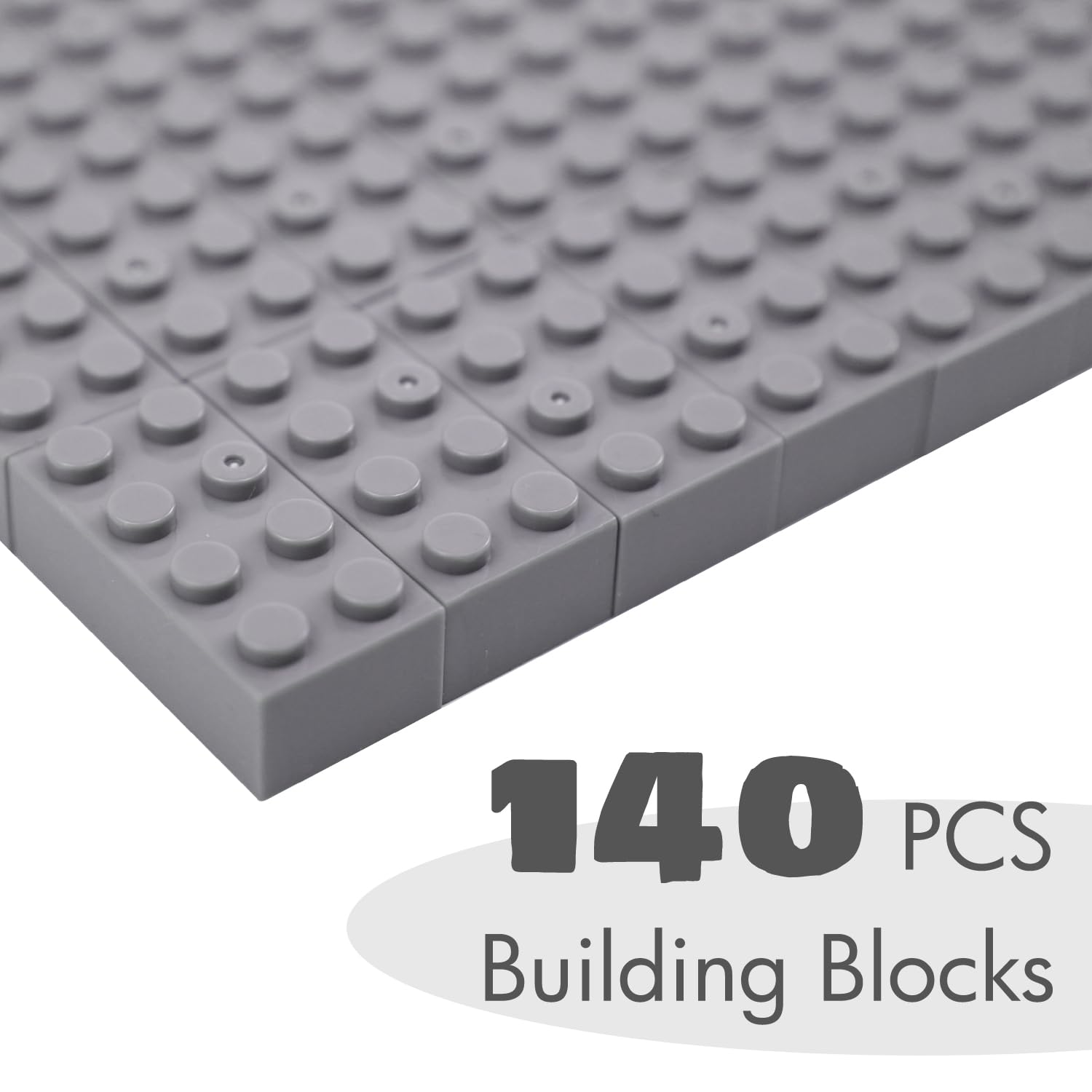 WYSWYG 140 Pcs Classic Grey Bricks, Standard 2x4 Studs Bulk Set - Image 2