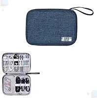 Bolsa Organizadora Portátil para Cabos e Acessórios Eletrônicos, Estojo Multifuncional de Viagem Loja Estliny (Azul)