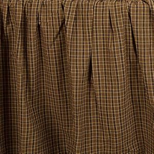 Rustic moss green plaid cotton tea cabin bedding split corners gathered queen bed skirt  urban country home decor