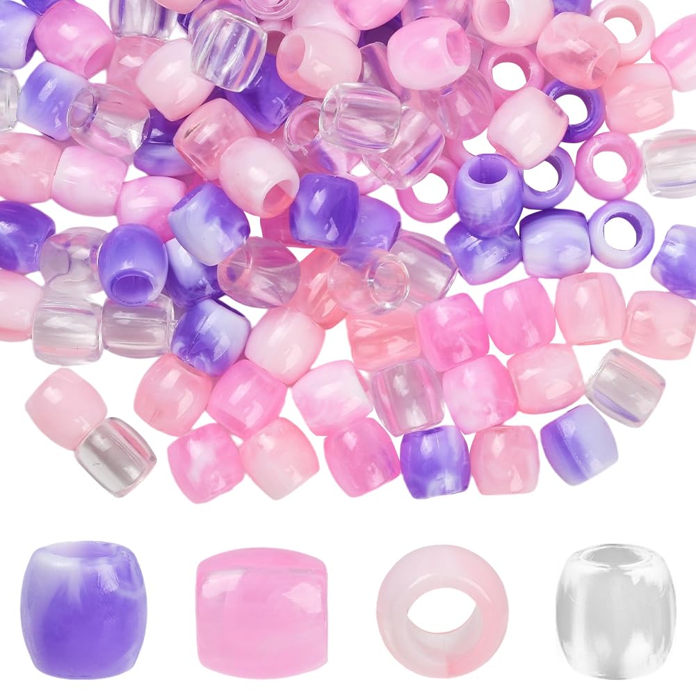 SUNNYCLUE 1 Box 120Pcs Colorful Braid Beads Loc Hair Beads with 5mm Hole Plastic Tube Imitation Pearl European Loose Spaces for Dreadlock Accessories DIY Crafts Hair Clips Decoration Jewellery Making