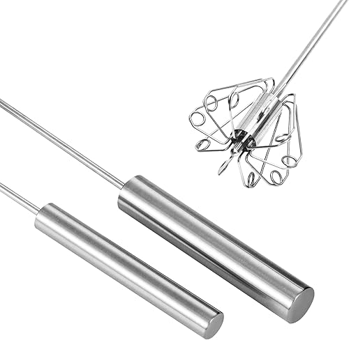 Batidor de mano de acero inoxidable de 14 pulgadas, duradero y fácil de usar, batidor de mano giratorio para batir huevos, espumar leche, mezclar,
