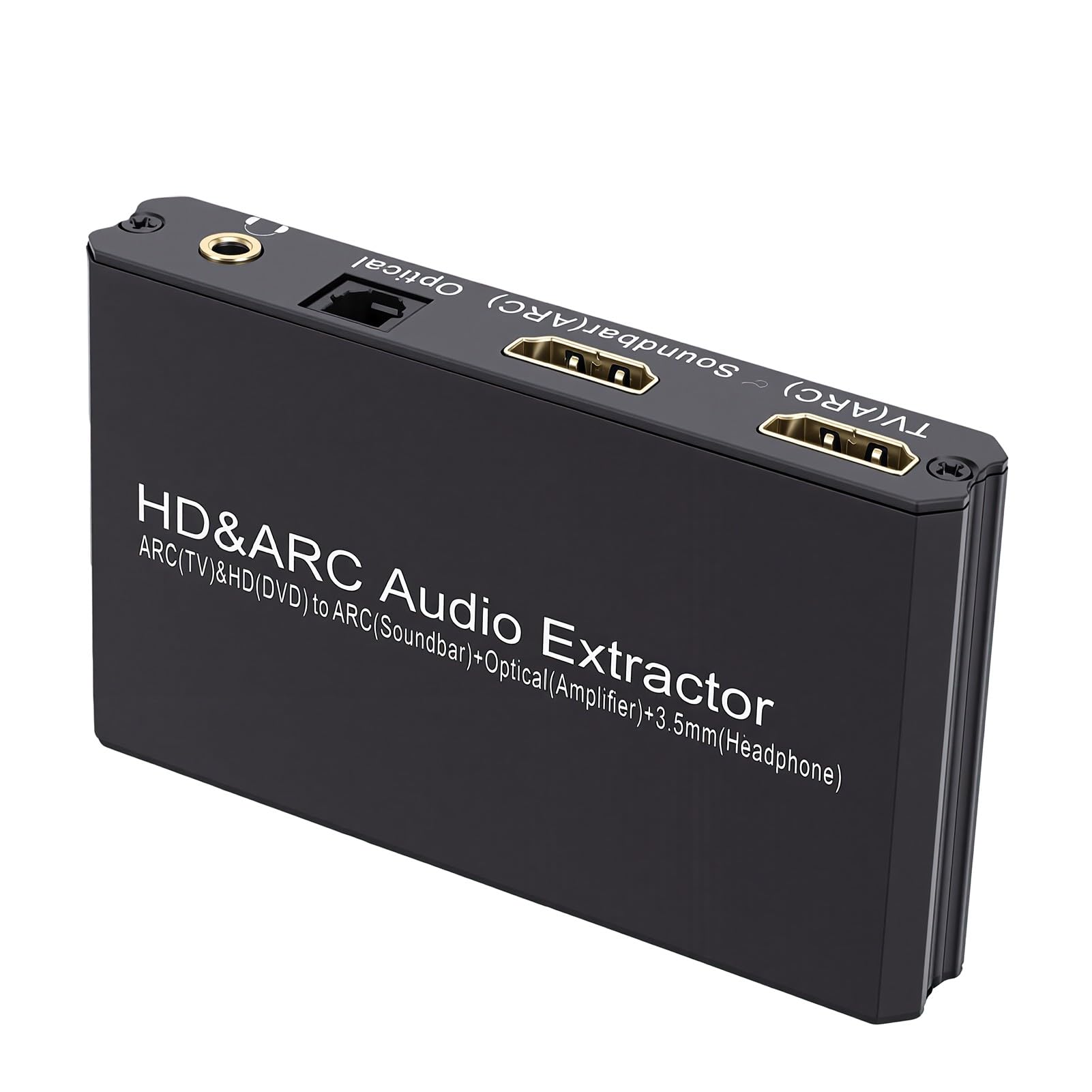 Sxhlseller Extractor de Audio 4K 60Hz HDMI ARC con óptico y 3,5 Mm para TV | Muestreo de 192 kHz, carcasa de aleación de aluminio, alimentación tipo C, control remoto de volumen del televisor, modo de