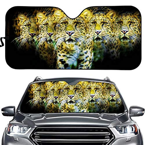 Cumagical Leopard Car Front Window Sun Shade Animal Windshield Sun Visor Universal Fit for Most Cars Auto Parts,Block UV Sunlight Heat Protect Your Car Interior,Keep Your Car Cool