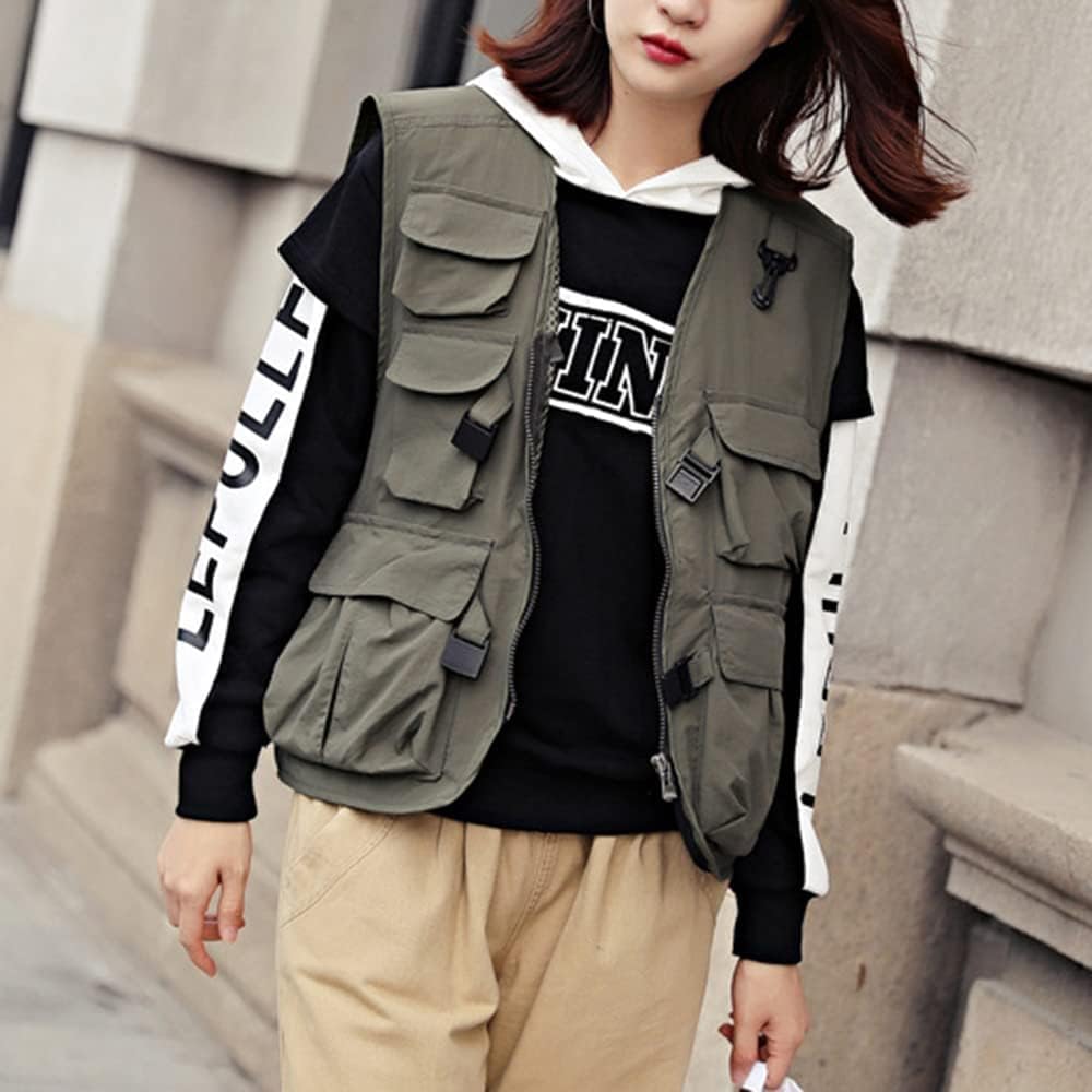 Gilet Cargo da Uomo E Donna Gilet da Caccia Militare All'aperto da Arrampicata da Pesca con Tasche Multiple, Red, L